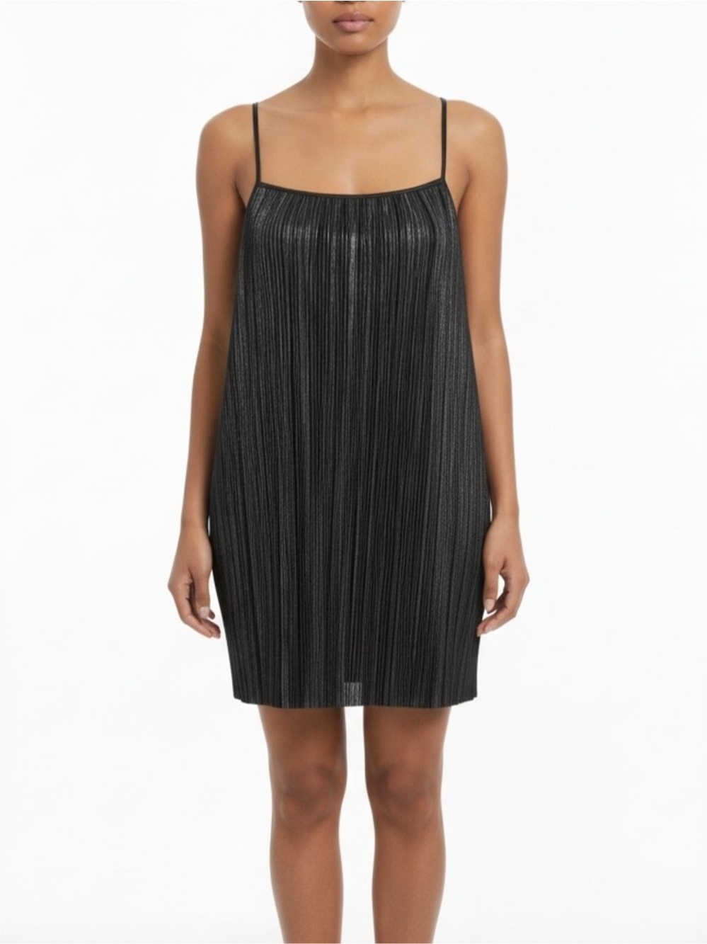 Oak + Fort Shimmer Slip Dress Black